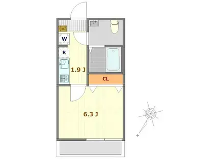 キャメル南古谷駅前通C棟(1K/2階)の間取り写真