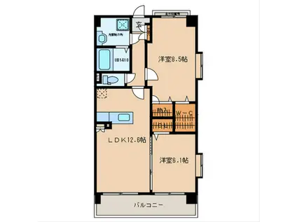 フロイントシャフト(2LDK/3階)の間取り写真