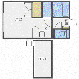 ノースファインN21(1K/2階)の間取り写真