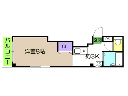 リヴィエラ上町II(1K/4階)の間取り写真