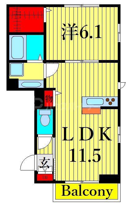 D-ROOM梶原(1LDK/1階)の間取り写真