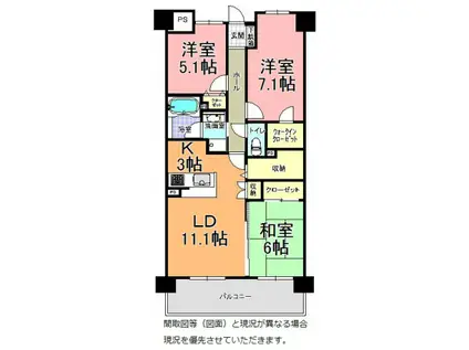 ヴィヴァンコート赤塚(3LDK/1階)の間取り写真