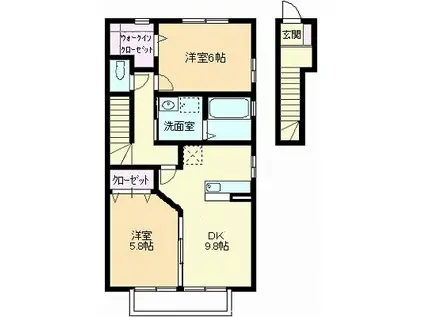 エクセレントシュガーA棟(2DK/2階)の間取り写真