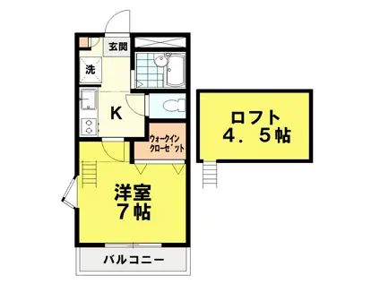 デルニエワコーII(1K/1階)の間取り写真