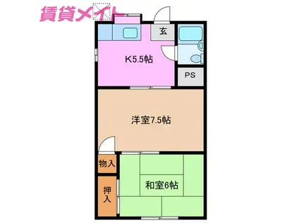 レジデンス北代(2K/1階)の間取り写真