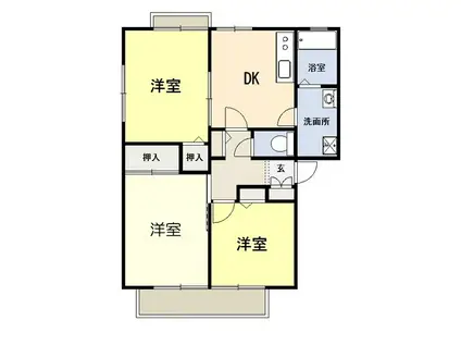 アンビション参番館(3DK/2階)の間取り写真