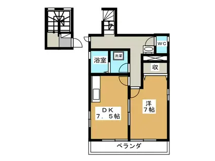 ツイン宮田(1DK/1階)の間取り写真