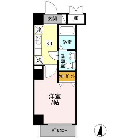 CASA八番館(1K/4階)の間取り写真