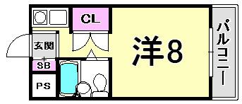 ルーブル西灘(ワンルーム/1階)の間取り写真
