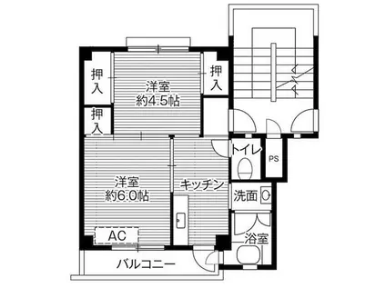 ビレッジハウス愛川1号棟(2K/1階)の間取り写真