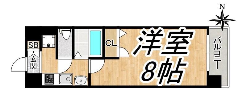 CITY SPIRE北梅田(1K/2階)の間取り写真