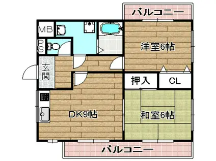 グランドメゾン(2LDK/2階)の間取り写真