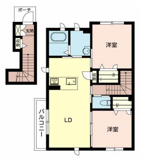 アーバンのざとCENTER(2LDK/2階)の間取り写真