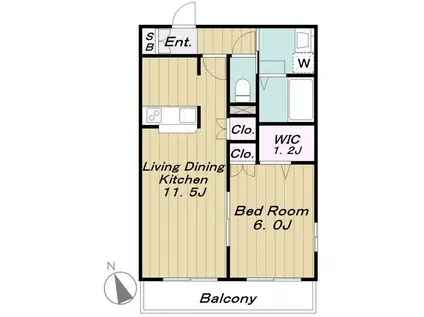ヴェスタ東雪谷(1LDK/2階)の間取り写真