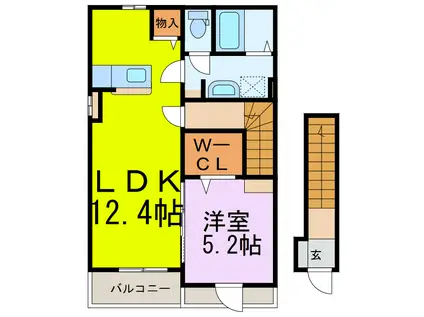 ジェントリー(1LDK/2階)の間取り写真