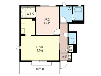 SHM ラフィネ B(1LDK/1階)の間取り写真