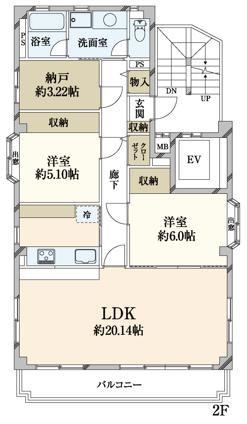フリージア浅草(2SLDK/2階)の間取り写真
