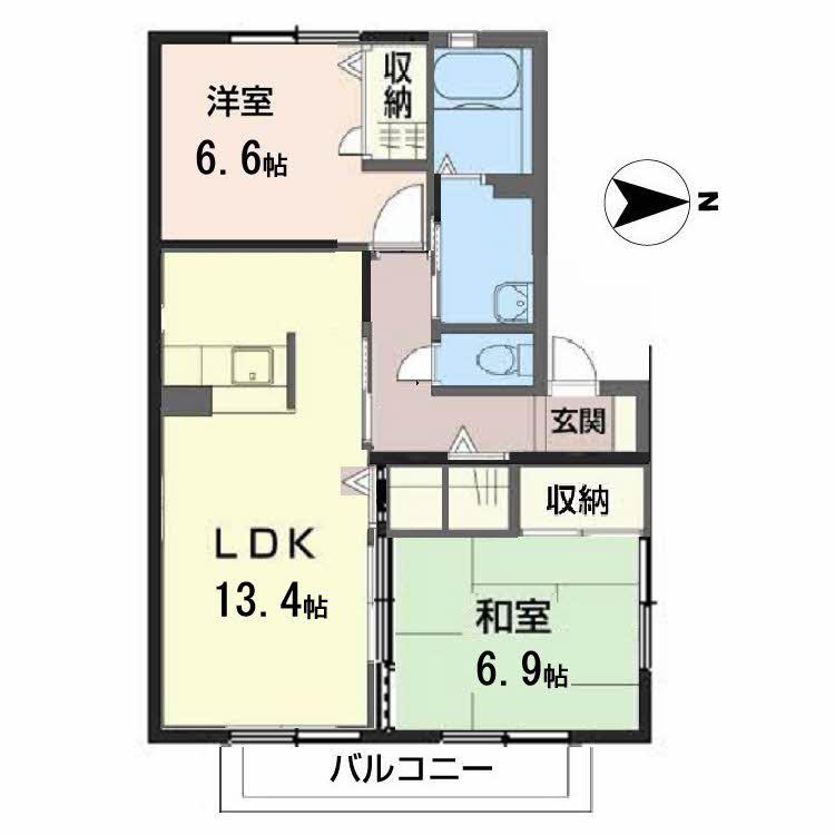 フェリシティーC(2LDK/1階)の間取り写真