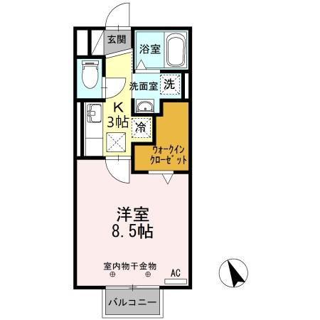 アルディーラ伊倉 B棟(1K/1階)の間取り写真