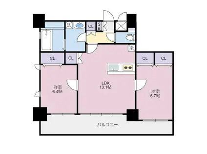 プレシャス・ロジェ 公園前(2LDK/8階)の間取り写真