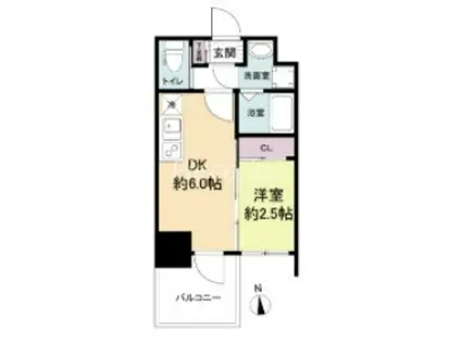 セレニテ天満橋アリア(1DK/6階)の間取り写真