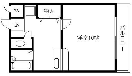 ベルメール北大路(1K/2階)の間取り写真