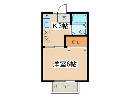 エステート長津田I(1K/1階)の間取り写真