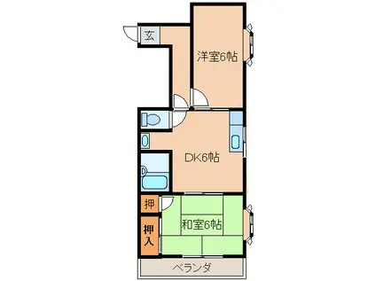 ルミナスハイツII(2DK/2階)の間取り写真