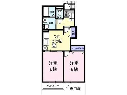 ジェルム フォセ(2DK/1階)の間取り写真