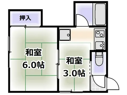 かつらマンション(1DK/4階)の間取り写真