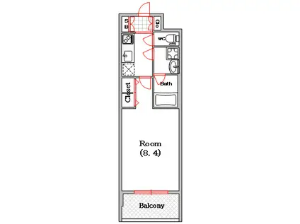 レオンコンフォート難波南(1K/8階)の間取り写真