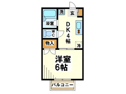 オリオンA(1DK/1階)の間取り写真