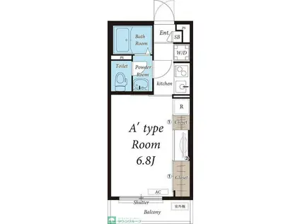 リブリ・笠間(1K/2階)の間取り写真