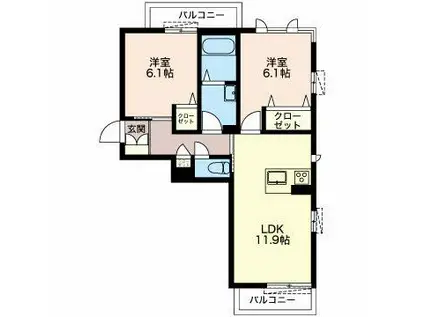 ベレオ裾野(2LDK/1階)の間取り写真