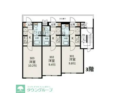 マイプレイス(1K/2階)の間取り写真