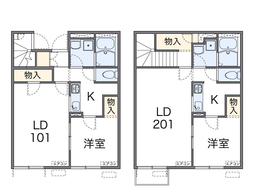 レオネクストわかば(1LDK/2階)の間取り写真