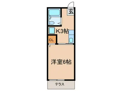 グリーンヒル(1K/2階)の間取り写真