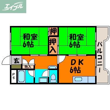 小野マンション(2DK/4階)の間取り写真