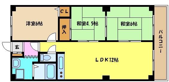第1メゾン藤原(3LDK/3階)の間取り写真