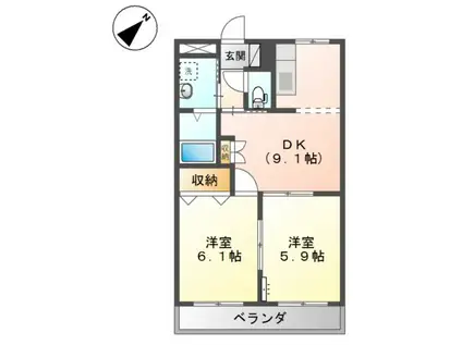 プロニティT&S(2DK/2階)の間取り写真