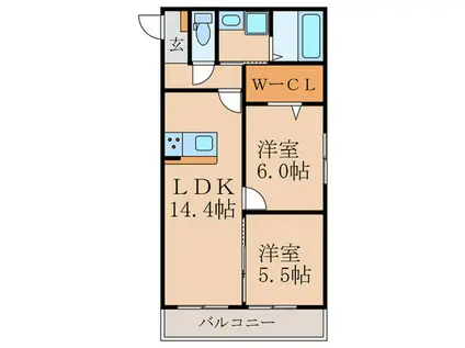 ハートフルマンション壱乃穂(2LDK/3階)の間取り写真