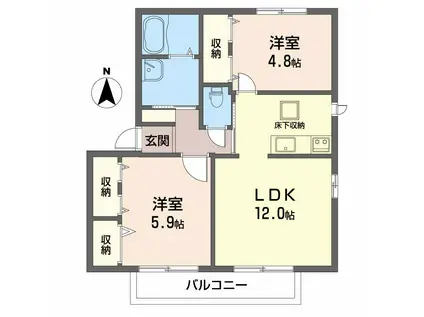 BEL SORGENTEベルソルジェンテ(2LDK/2階)の間取り写真