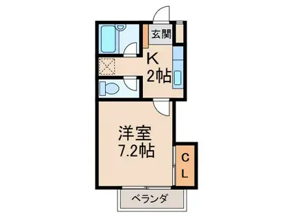 グリーンフル湯川(1K/2階)の間取り写真
