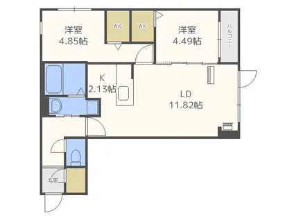 シャトーライフN27(2LDK/3階)の間取り写真