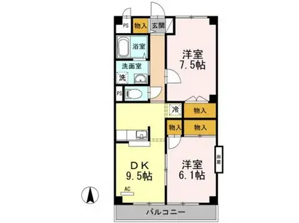 エスポワール杉井流(2LDK/3階)の間取り写真
