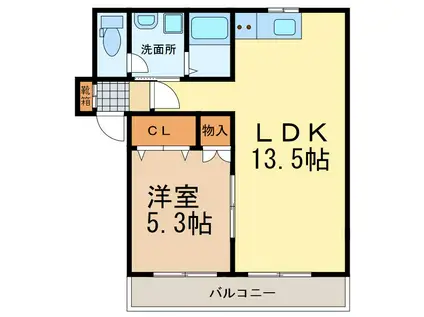 コンフォートS(1LDK/3階)の間取り写真