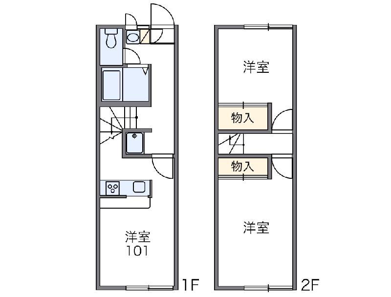レオパレスクール(2DK/1階)の間取り写真