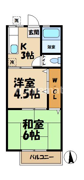 台東ハイツ(2K/2階)の間取り写真