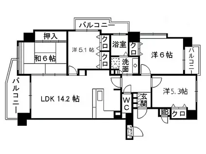 リヴィエール老松公園(4LDK/11階)の間取り写真