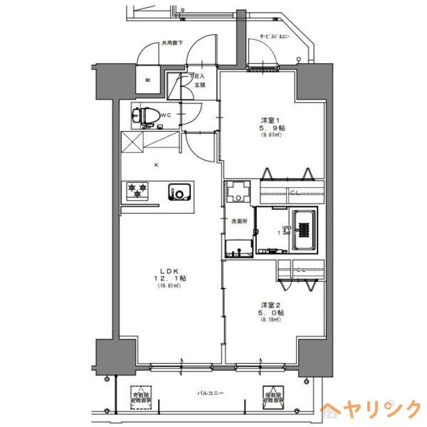 S-RESIDENCE高岳ARDENT(2LDK/2階)の間取り写真